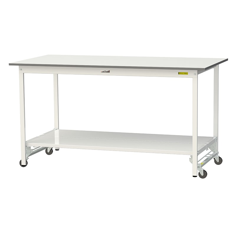 山金工業 ワークテーブル150 ワンタッチ移動タイプ H950mm 全面棚板付 1800×900 1台(ご注文単位1台)【直送品】