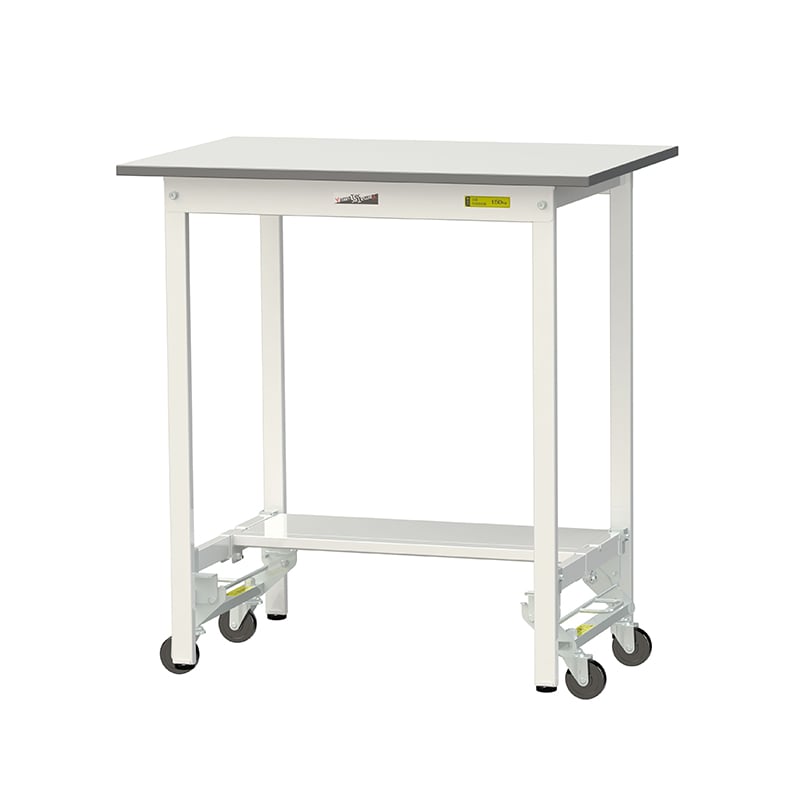 山金工業 ワークテーブル150　ワンタッチ移動タイプ H950mm　半面棚板付 900×600 1台（ご注文単位1台）【直送品】