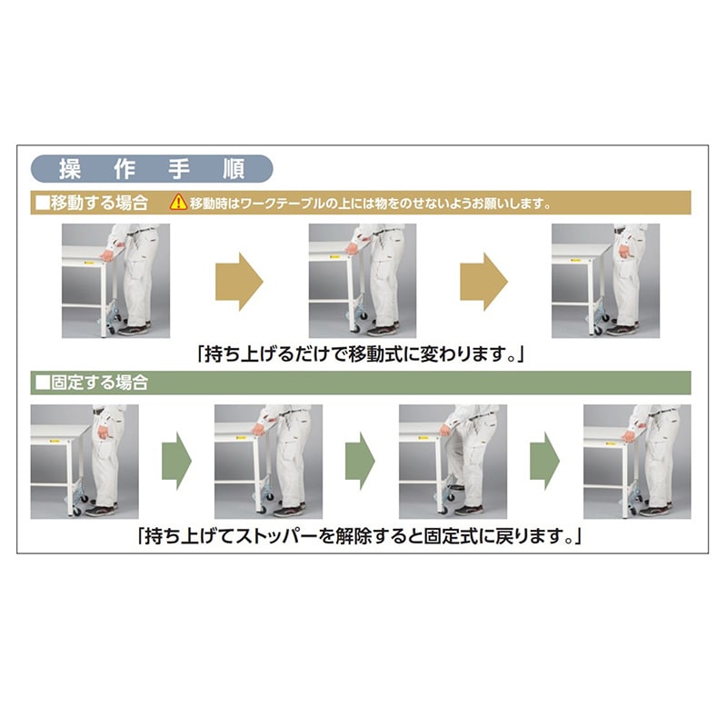 山金工業 ワークテーブル150 ワンタッチ移動タイプ H950mm 基本形 900×750 1台(ご注文単位1台)【直送品】