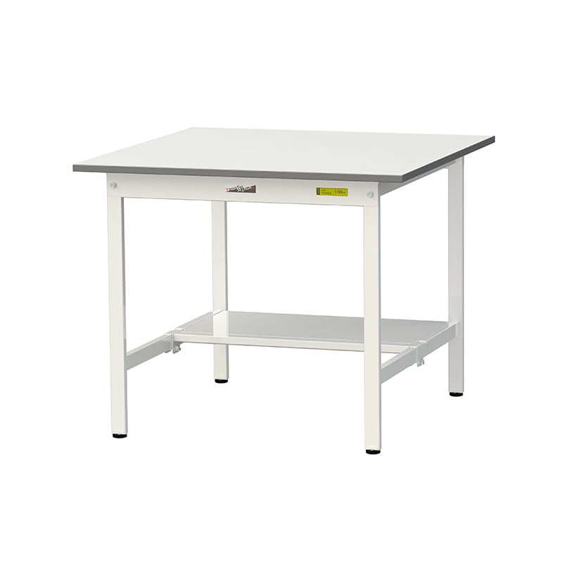 山金工業 ワークテーブル150　固定式　H740mm 半面棚板付 900×900 1台（ご注文単位1台）【直送品】