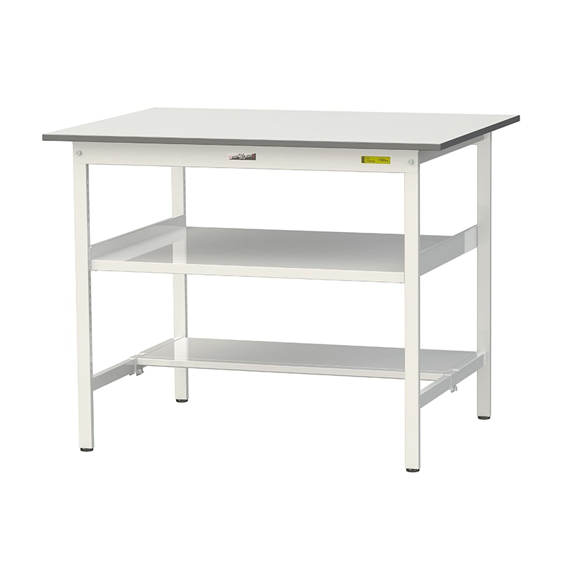 山金工業 ワークテーブル150　固定式　H950mm 中間棚付／半面棚板付 1200×900 1台（ご注文単位1台）【直送品】