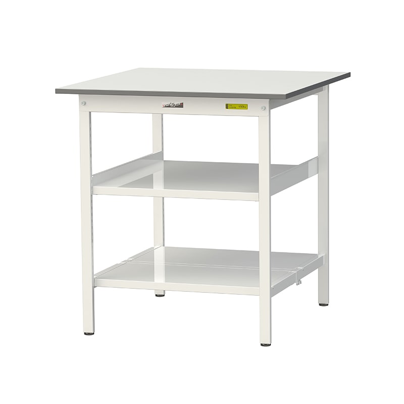 山金工業 ワークテーブル150　固定式　H950mm 中間棚付／全面棚板付 900×900 1台（ご注文単位1台）【直送品】