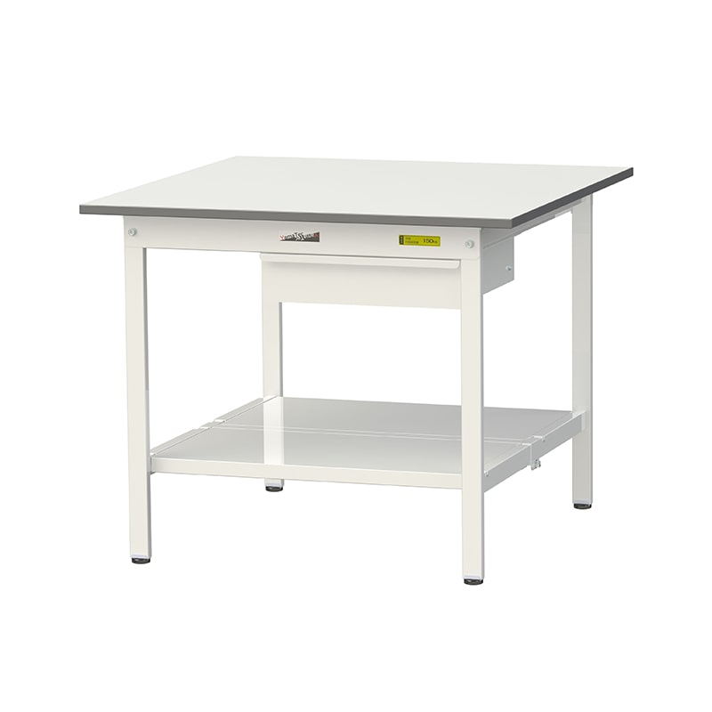 山金工業 ワークテーブル150　固定式　H740mm キャビネット付／全面棚板付 900×900 1台（ご注文単位1台）【直送品】