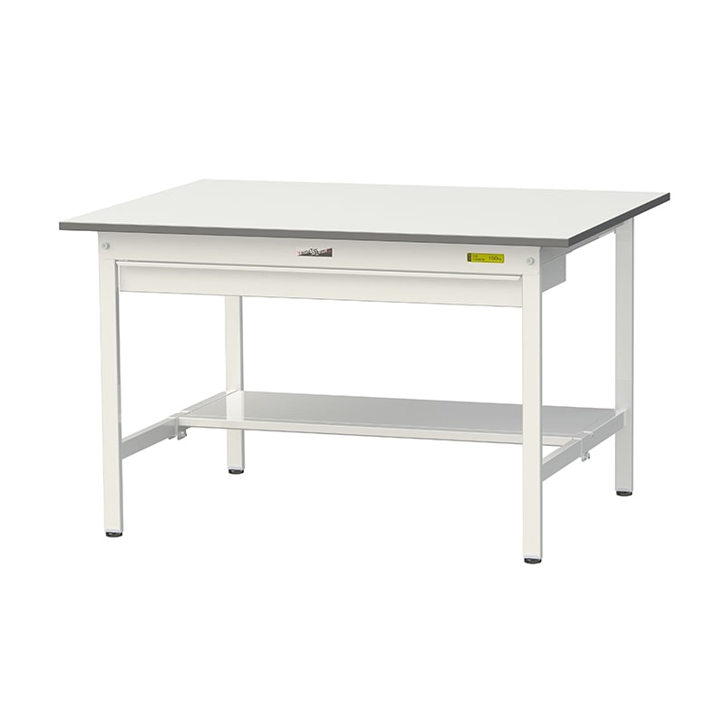山金工業 ワークテーブル150　固定式　H740mm ワイド引出し付／半面棚板付 1200×900 1台（ご注文単位1台）【直送品】