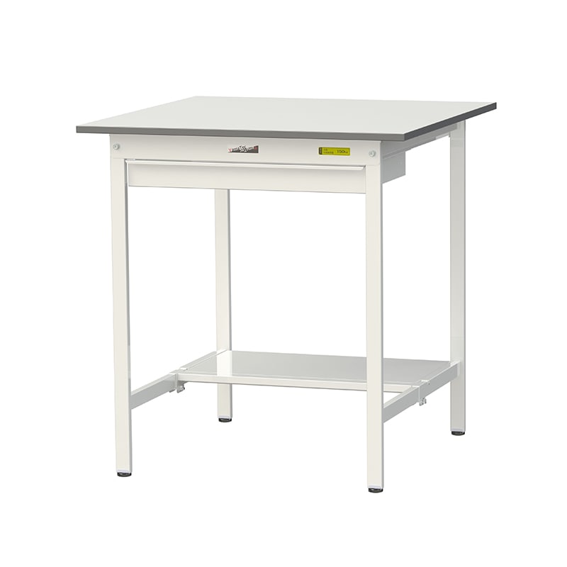 山金工業 ワークテーブル150　固定式　H950mm ワイド引出し付／半面棚板付 900×900 1台（ご注文単位1台）【直送品】