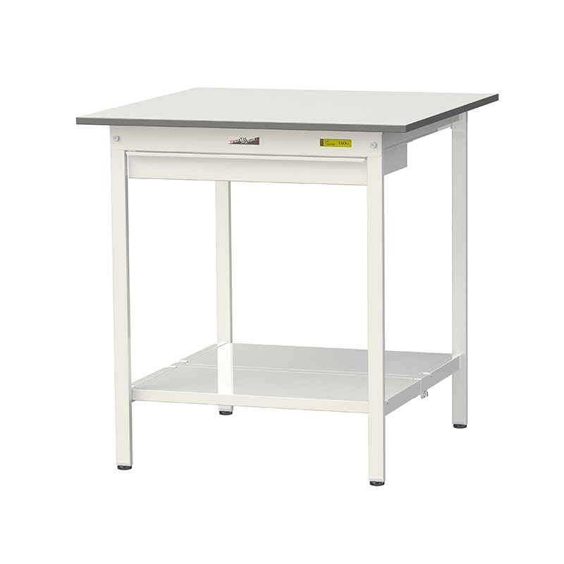 山金工業 ワークテーブル150　固定式　H950mm ワイド引出し付／全面棚板付 900×900 1台（ご注文単位1台）【直送品】