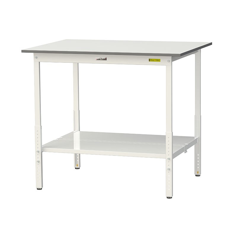 山金工業 ワークテーブル150　高さ調整タイプ H900～1200mm　全面棚板付 1200×900 1台（ご注文単位1台）【直送品】
