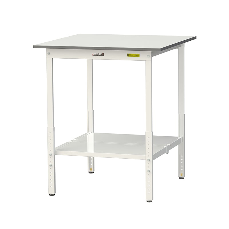 山金工業 ワークテーブル150　高さ調整タイプ H900～1200mm　全面棚板付 900×900 1台（ご注文単位1台）【直送品】