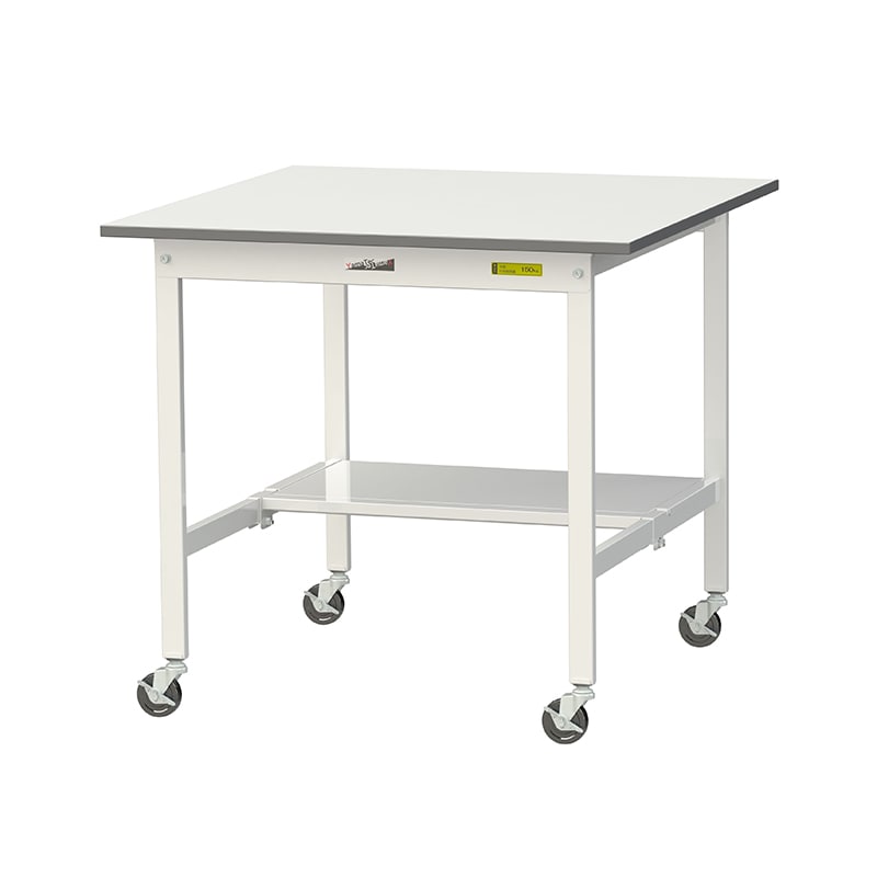 山金工業 ワークテーブル150　移動式　H825mm 半面棚板付 900×900×高825mm 1台（ご注文単位1台）【直送品】