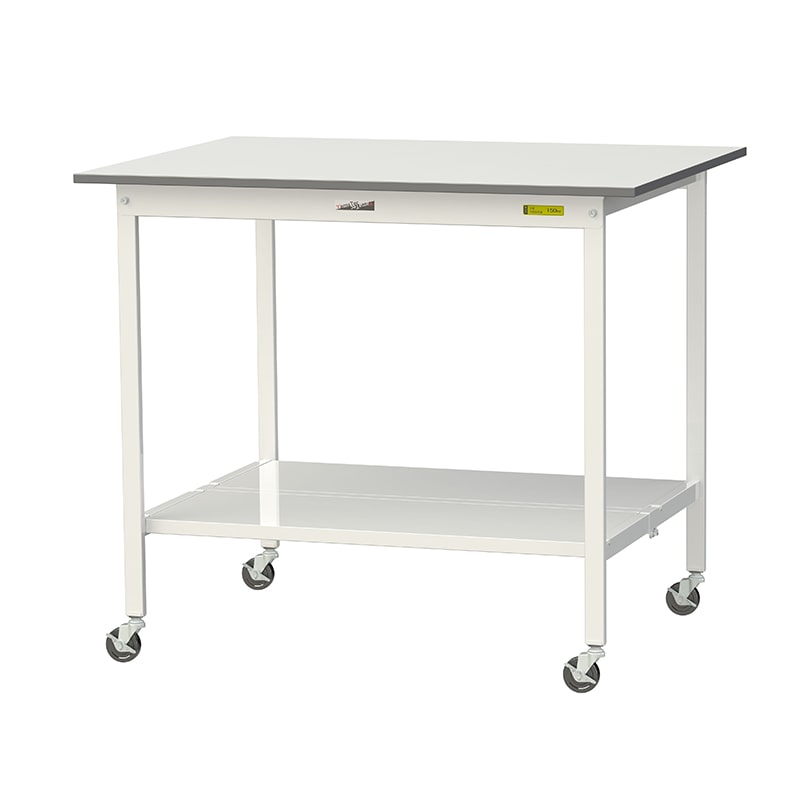 山金工業 ワークテーブル150　移動式　H1035mm 全面棚板付 1200×900×高1035mm 1台（ご注文単位1台）【直送品】