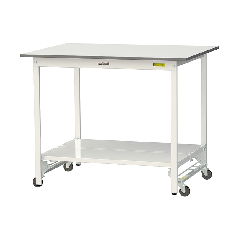 山金工業 ワークテーブル150　ワンタッチ移動タイプ H950mm　全面棚板付 1200×900 1台（ご注文単位1台）【直送品】