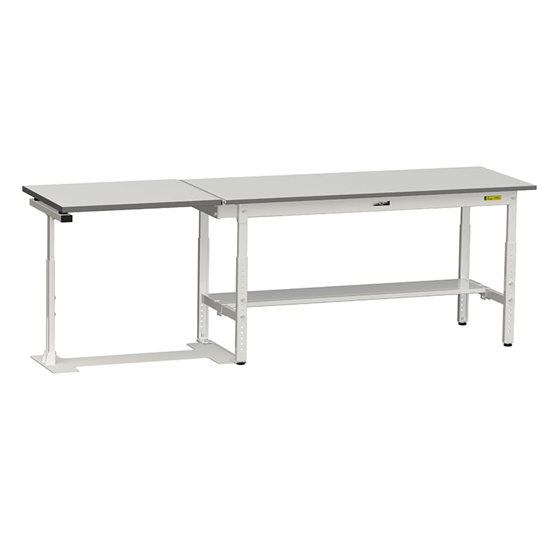 山金工業 ワークテーブル150 跳ね上げタイプ H600~900mm 半面棚板付 1500×600 1台(ご注文単位1台)【直送品】
