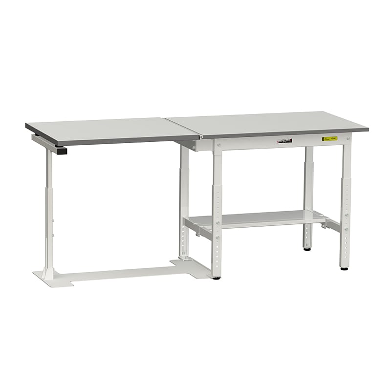 山金工業 ワークテーブル150 跳ね上げタイプ H600~900mm 半面棚板付 900×600 1台(ご注文単位1台)【直送品】