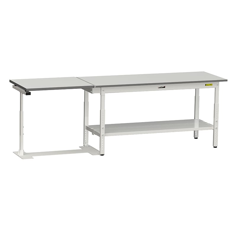 山金工業 ワークテーブル150 跳ね上げタイプ H600~900mm 全面棚板付 1500×600 1台(ご注文単位1台)【直送品】