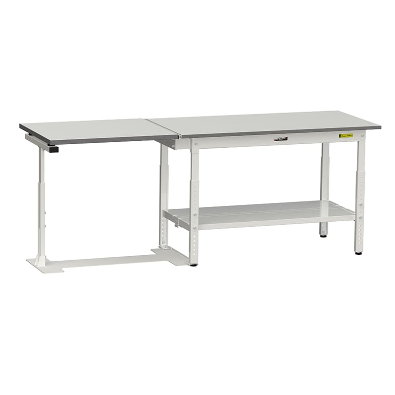 山金工業 ワークテーブル150 跳ね上げタイプ H600~900mm 全面棚板付 1200×600 1台(ご注文単位1台)【直送品】