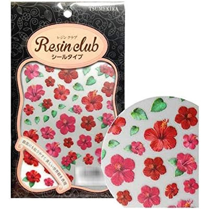 レジンクラブ ハイビスカス 両面 UVレジン用シールパーツ RC-HIB-101 1枚（ご注文単位1枚）【直送品】