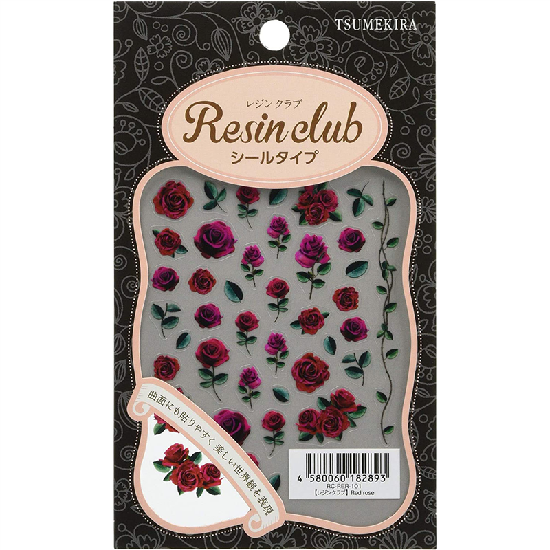 レジンクラブ Red rose 両面 UVレジン用シールパーツ RC-RER-101 1枚（ご注文単位1枚）【直送品】
