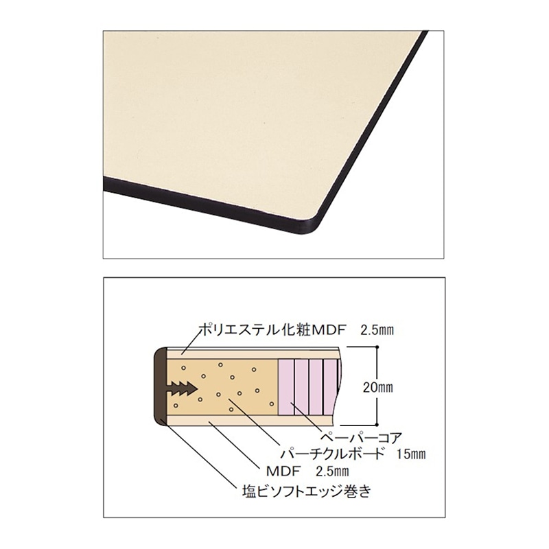 山金工業 ワークテーブル 折りタタミタイプ 固定式 ポリエステル天板20mm アイボリー 900×600×740 1台(ご注文単位1台)【直送品】