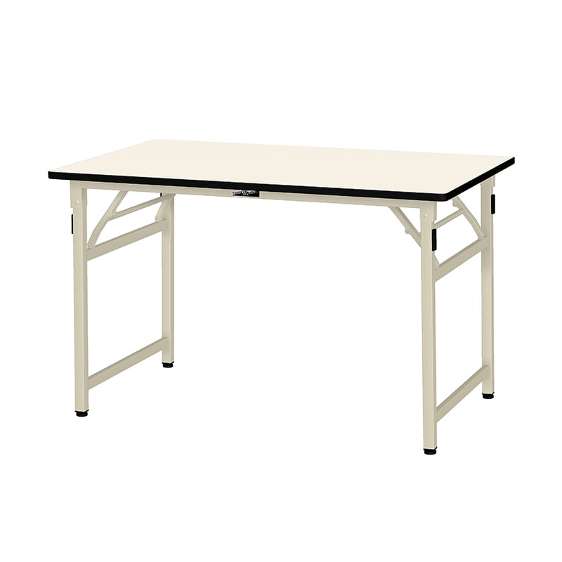 山金工業 ワークテーブル　折りタタミタイプ　固定式 ポリエステル天板20mm　アイボリー 1200×750×740 1台（ご注文単位1台）【直送品】