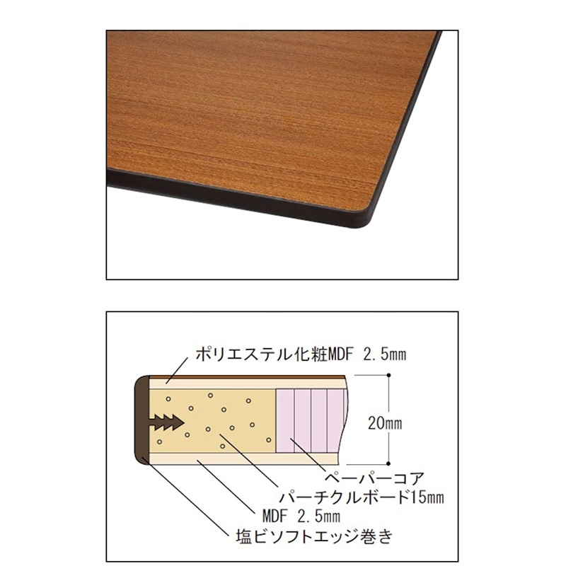 山金工業 ワークテーブル 折りタタミタイプ 固定式 ポリエステル天板20mm 木目柄 900×600×740 1台(ご注文単位1台)【直送品】