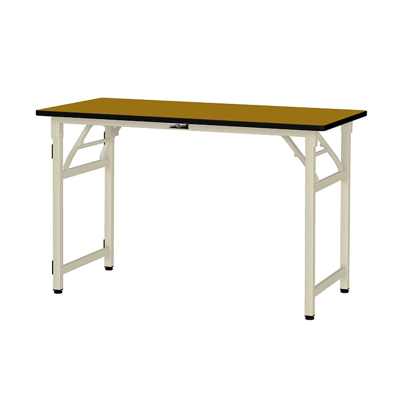 山金工業 ワークテーブル　折りタタミタイプ　固定式 ポリエステル天板20mm　木目柄 1200×600×740 1台（ご注文単位1台）【直送品】