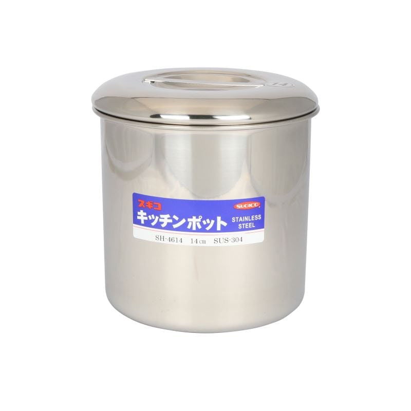 スギコ産業 キッチンポット 18-8 内蓋式 目盛付 φ140 AA0077-SH-4614D-14cm 1個（ご注文単位1個）【直送品】