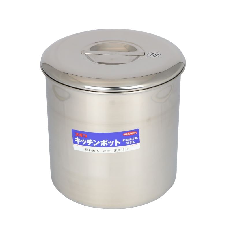 スギコ産業 キッチンポット 18-8 内蓋式 目盛付 φ180 AA0081-SH-4618D-18cm 1個（ご注文単位1個）【直送品】