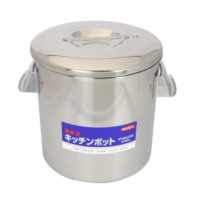 スギコ産業 キッチンポット 18-8 内蓋式 目盛付 φ240 AA0085-SH-4624D-24cm 1個（ご注文単位1個）【直送品】