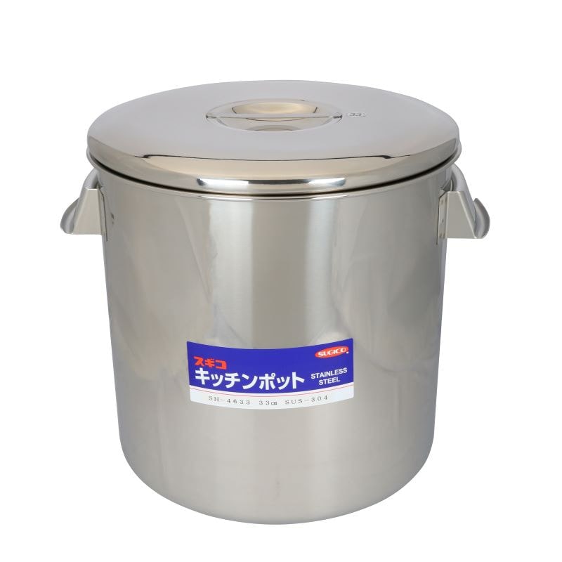 スギコ産業 キッチンポット 18-8 内蓋式 目盛付 φ330 AA0089-SH-4633D-33cm 1個（ご注文単位1個）【直送品】