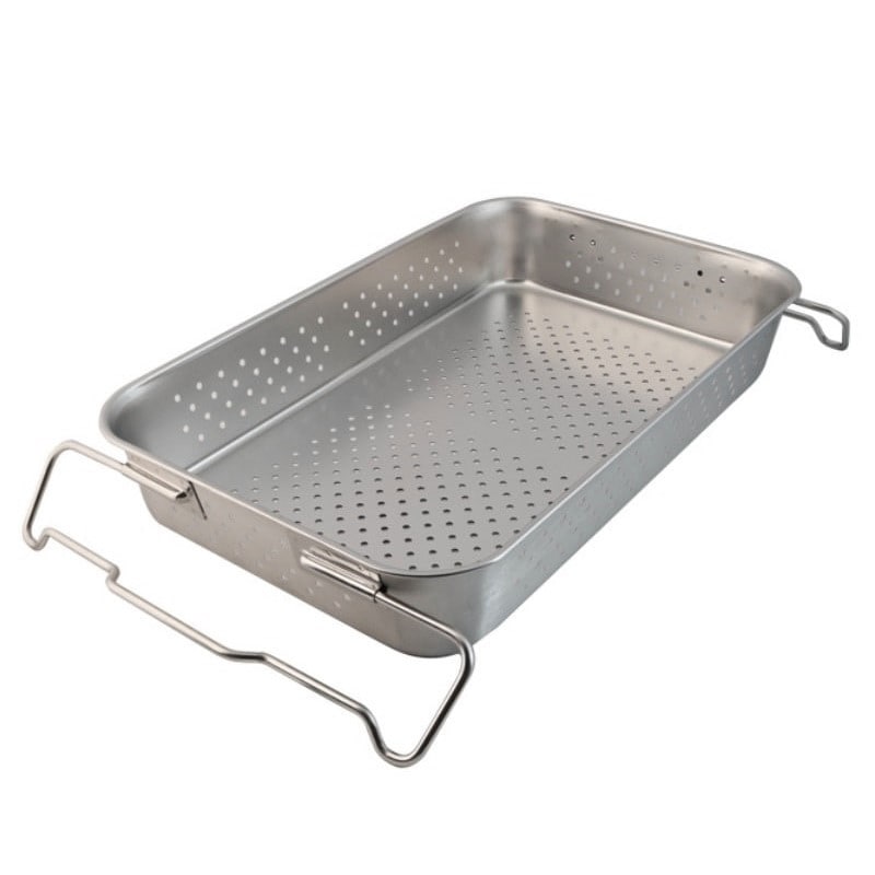 スギコ産業 18-8 給食バット運搬型 穴明 積重ねハンドル付 研磨有 H100mm ST1130-SH-6038-4P 1個(ご注文単位1個)【直送品】