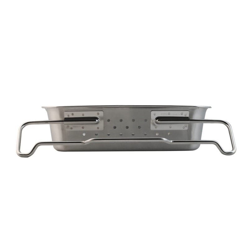 スギコ産業 18-8 給食バット運搬型 穴明 積重ねハンドル付 研磨有 H100mm ST1130-SH-6038-4P 1個(ご注文単位1個)【直送品】