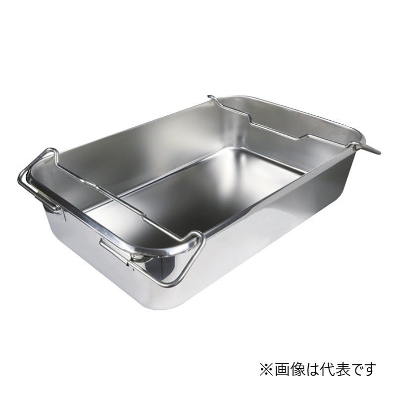 スギコ産業 18-8 給食バット運搬型 半カールフランジ 積み重ねハンドル付 H120mm SA1846-SH-6038-5F 1個(ご注文単位1個)【直送品】