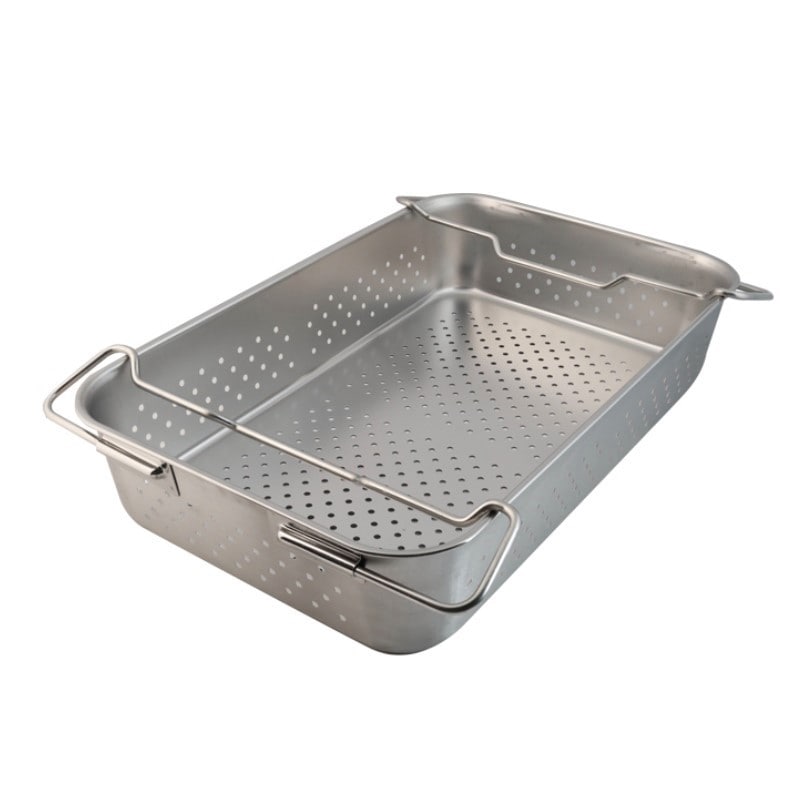 スギコ産業 18-8 給食バット運搬型 穴明 積重ねハンドル付 研磨有 H120mm ST1131-SH-6038-5P 1個（ご注文単位1個）【直送品】