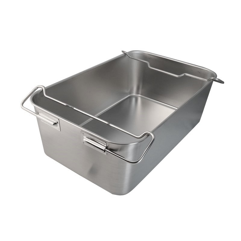 スギコ産業 18-8 給食バット運搬型 積み重ねハンドル付 研磨有 H200mm ST0922-SH-6038-8 1個（ご注文単位1個）【直送品】