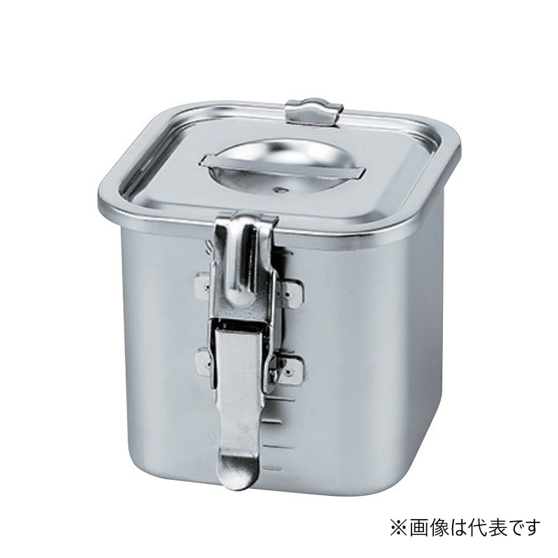 スギコ産業 18-8 目盛付 角キッチンポット フタ付 手無 パッキン・フック付 17cm SA1622-SH-4217D-PF 1個（ご注文単位1個）【直送品】