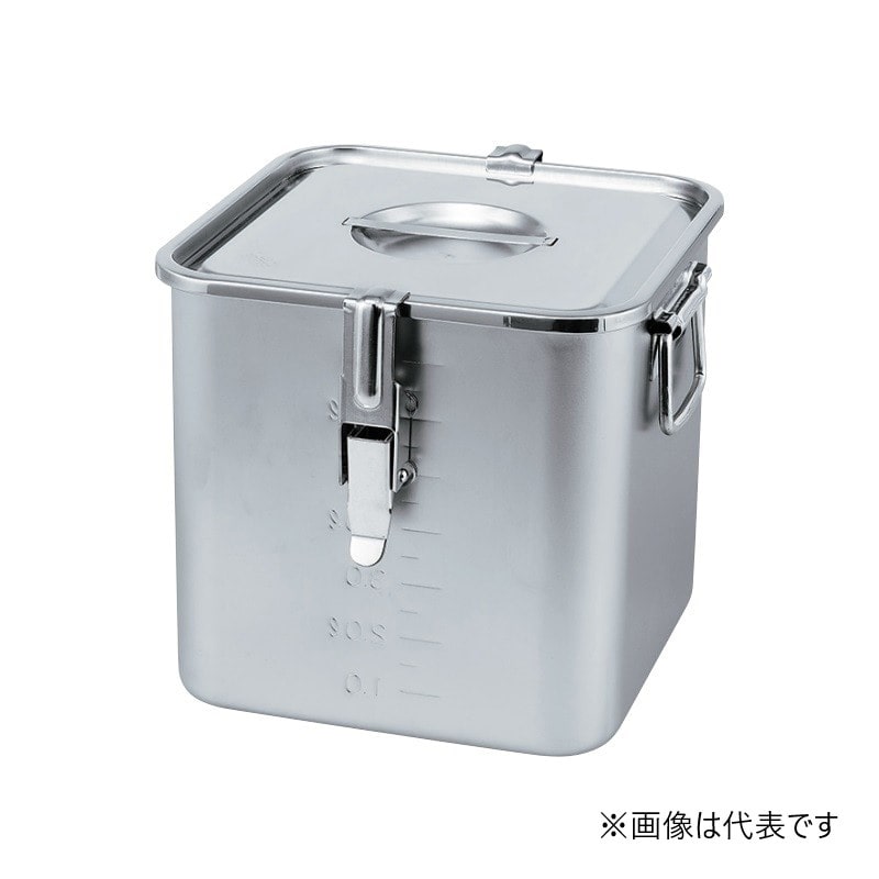 スギコ産業 18-8 目盛付 角キッチンポット フタ付 手付 パッキン・フック付 20cm SA1624-SH-4220D-PF 1個（ご注文単位1個）【直送品】