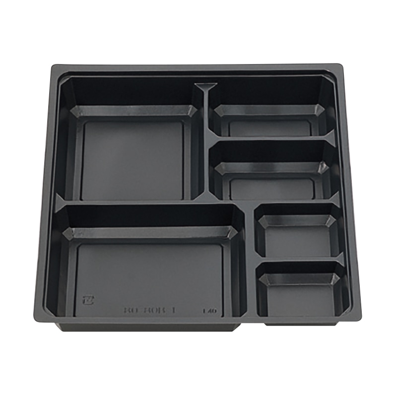 北原産業 紙ボックス弁当容器　80-80　中仕切付き くらしき／B-1黒カルプセット  25セット/袋（ご注文単位4袋）【直送品】