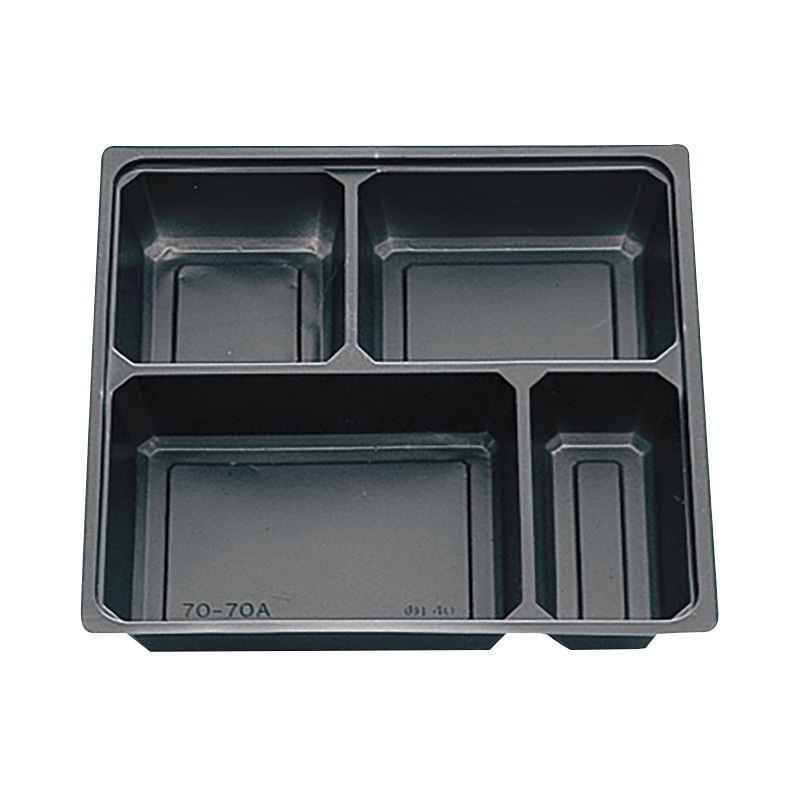 北原産業 紙ボックス弁当容器 70-70 中仕切付き くらしき/A黒カルプセット 25セット/袋(ご注文単位4袋)【直送品】