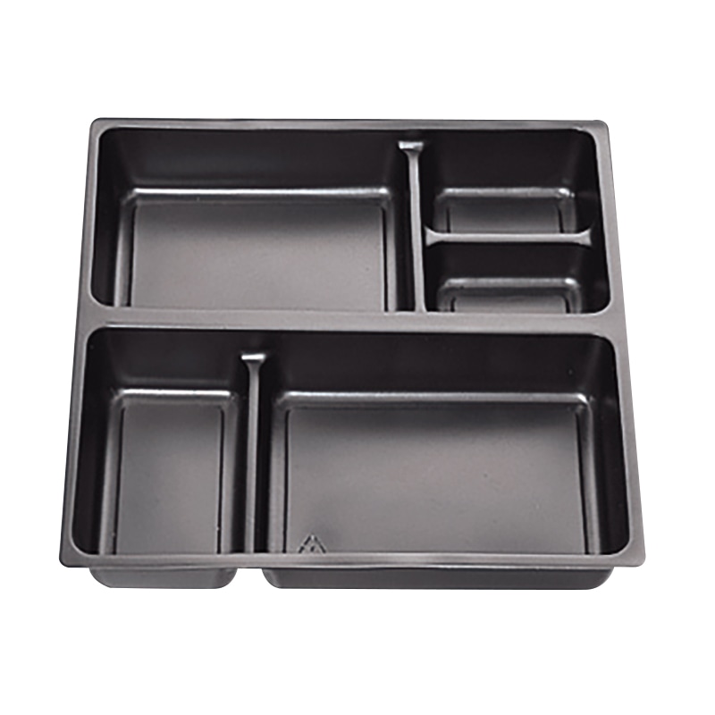 北原産業 紙ボックス弁当容器 80-80 中仕切付き くらしき/C-3黒カルプセット 25セット/袋(ご注文単位4袋)【直送品】