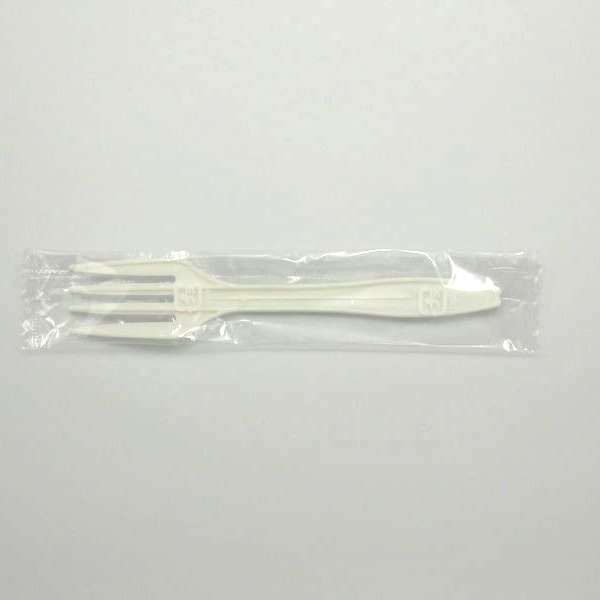 ホウケン産業 プラスチックフォーク　12cm 単袋　アイボリー 500本/袋（ご注文単位10袋）【直送品】