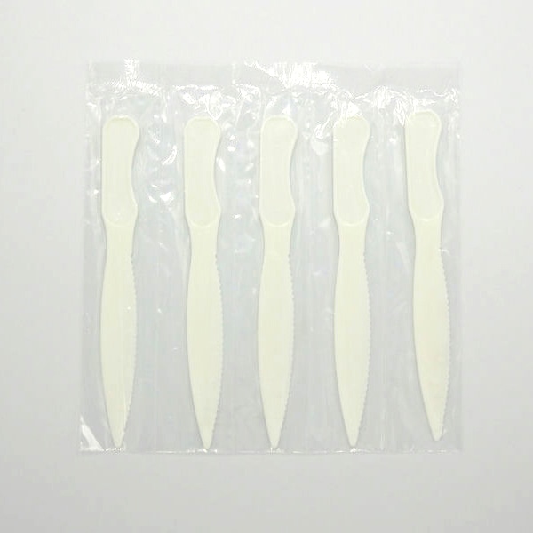 ホウケン産業 プラスチックナイフ 108 5連 アイボリー 1000本/袋(ご注文単位10袋)【直送品】