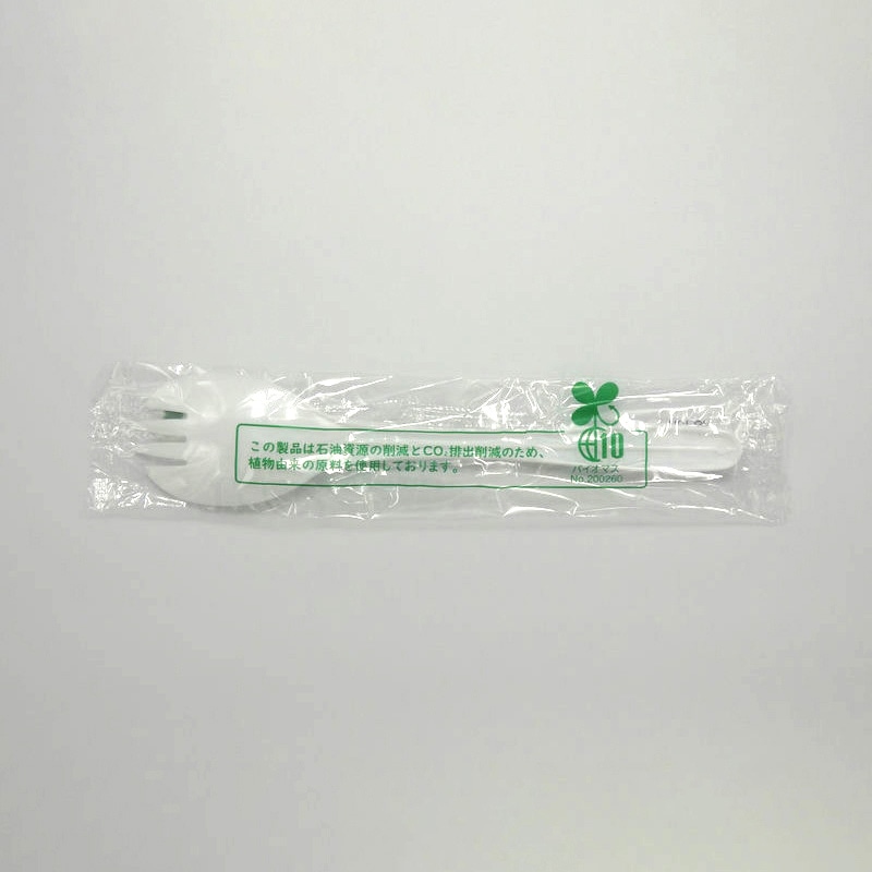 ホウケン産業 バイオマス10 フォークスプーン 16cm 単袋 100本/袋(ご注文単位30袋)【直送品】