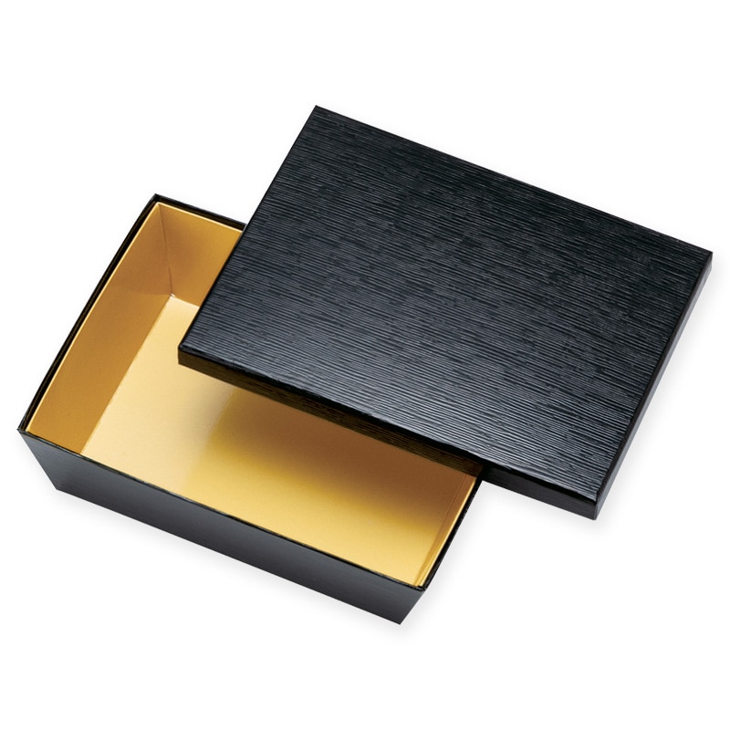 アヅミ産業 仕出し容器　テーパー型貼箱　蓋セット  HSH-172-130　黒つむぎ内金茶 100セット/箱（ご注文単位1箱）【直送品】