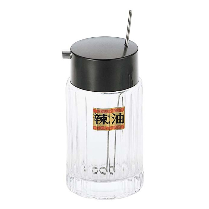 マドラー付ラー油入れ　#786　ガラス製   1個（ご注文単位1個）【直送品】