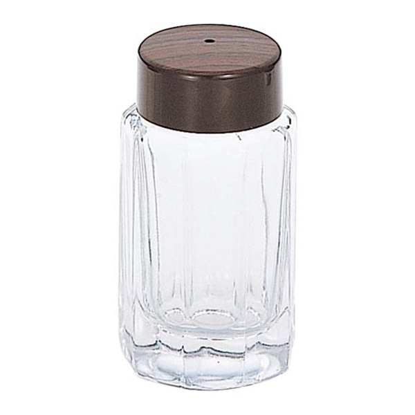 十角 木目塩入れ ガラス製 MO-4 1個(ご注文単位1個)【直送品】