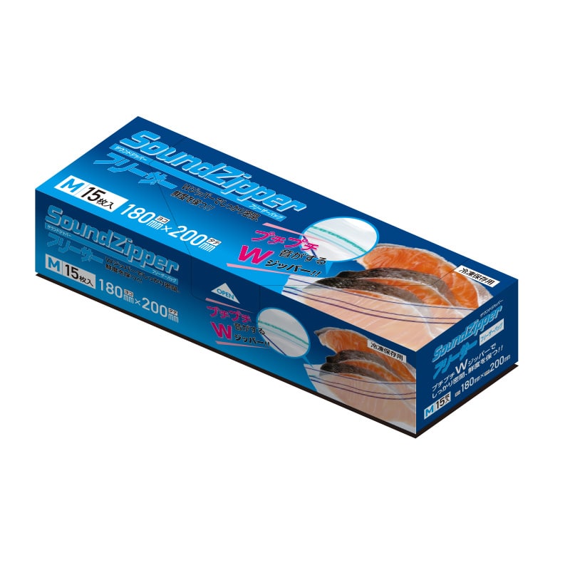 ハウスホールドジャパン フリーザーバッグ　KZ10 冷凍保存用　透明 15枚入 1束（ご注文単位60束）【直送品】