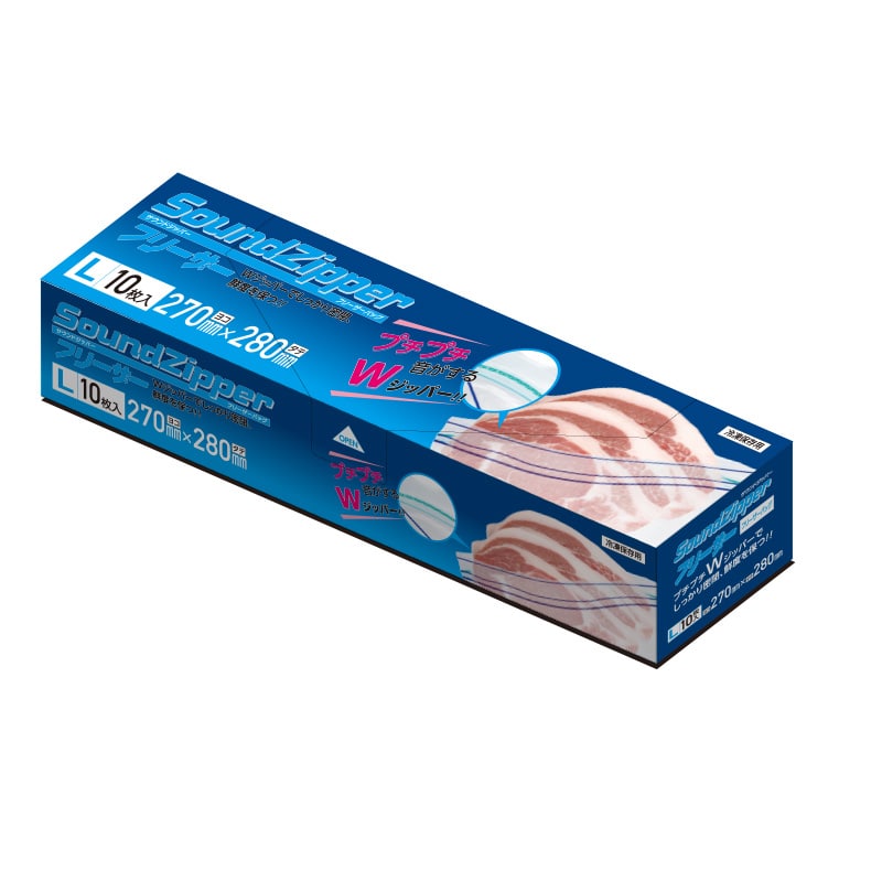 ハウスホールドジャパン フリーザーバッグ　KZ11 冷凍保存用　透明 10枚入 1束（ご注文単位60束）【直送品】