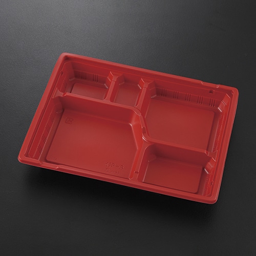 >ケーピープラテック 弁当容器 KIP-3 フタセット 赤黒 50枚/袋（ご注文単位8袋）【直送品】