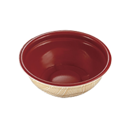 ケーピープラテック 内嵌合どんぶり K丸丼-15F 本体 耐熱 赤木目 50枚/袋(ご注文単位16袋)【直送品】