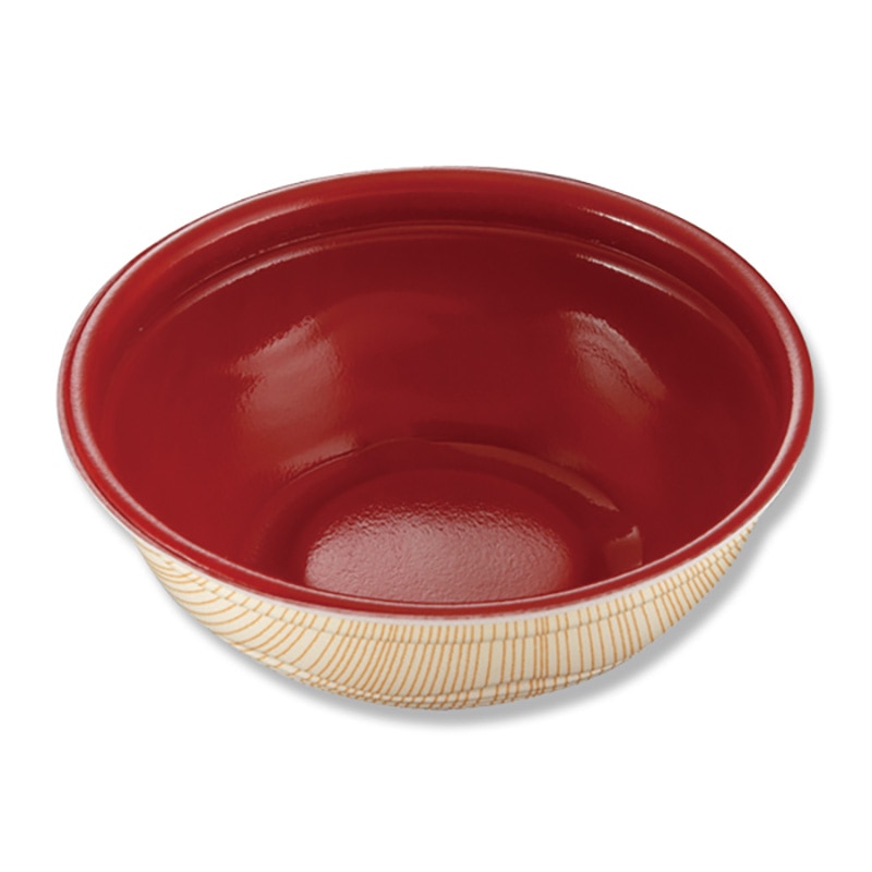ケーピープラテック 食品容器 K丸丼 本体 K丸丼17 赤木目 50枚/束(ご注文単位12束)【直送品】